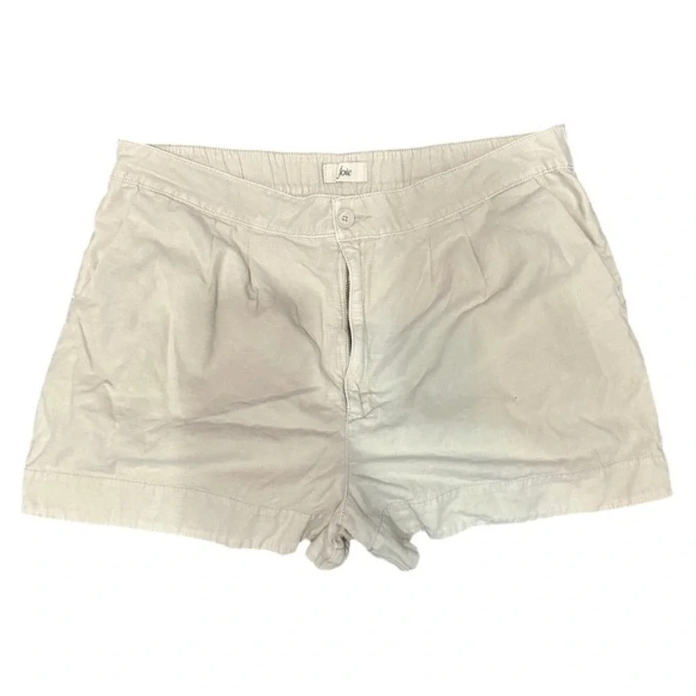 Joie Rainy Day Women XL Beige‎ Cotton Linen Pleated High Rise Safari Shorts